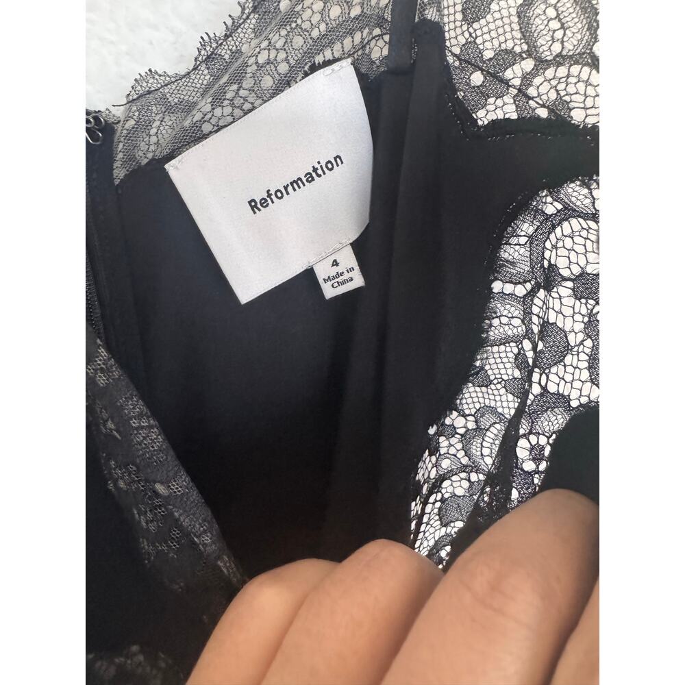 New Reformation Ericka Silk Dress black US4 - Picture 8 of 8